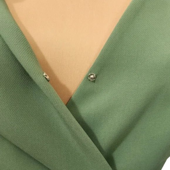 ANN TAYLOR Sage Green Sleeveless Knee-length Cascade Midi Dress - Size 4 - Picture 6 of 13